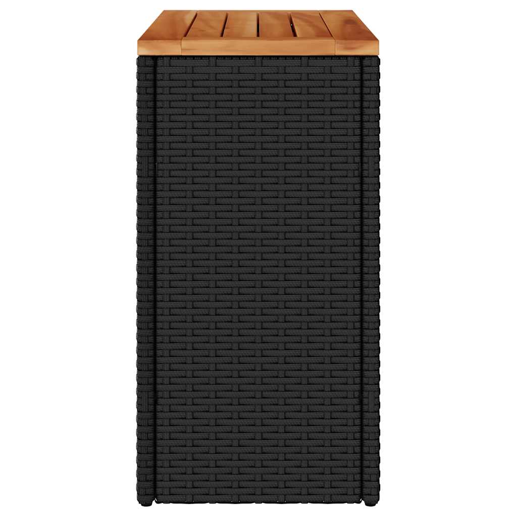 fekete polyrattan kerti kisasztal falappal 58 x 27,5 x 55 cm