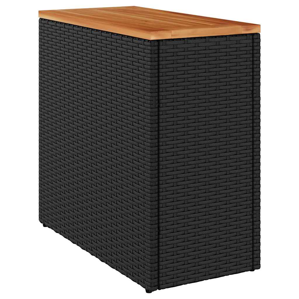 fekete polyrattan kerti kisasztal falappal 58 x 27,5 x 55 cm