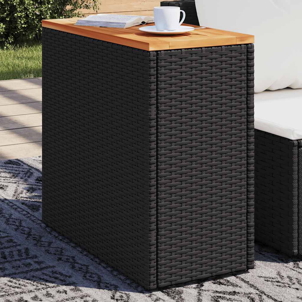 fekete polyrattan kerti kisasztal falappal 58 x 27,5 x 55 cm