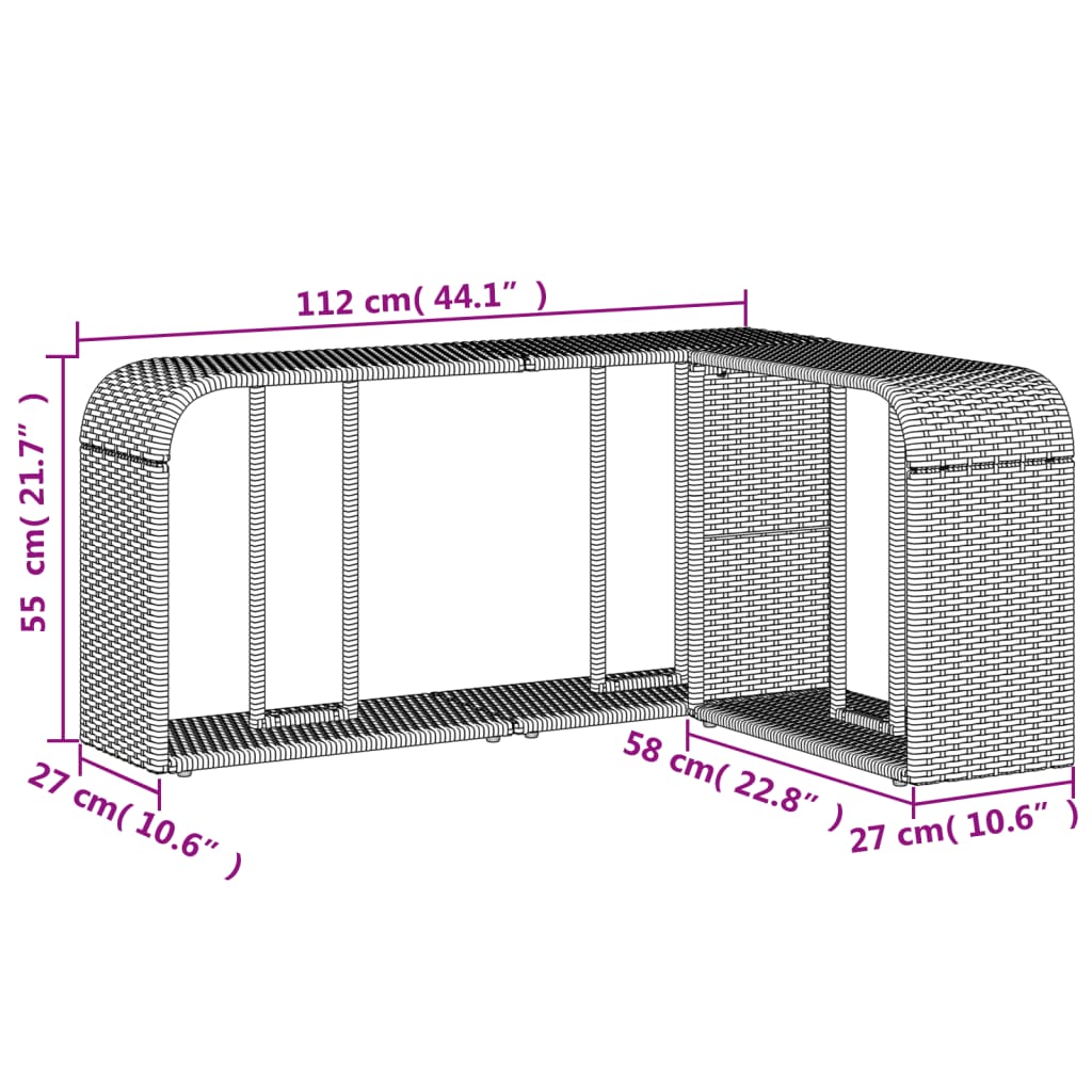 2 db bézs polyrattan tárolópolc