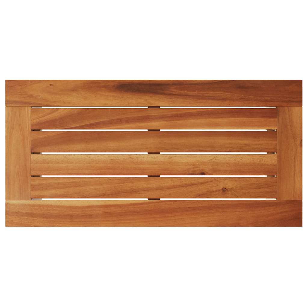 bézs polyrattan kerti kisasztal fa asztallappal 58x27,5x55 cm