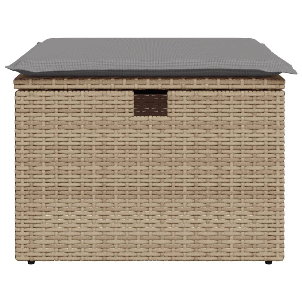 bézs polyrattan kerti szék párnával 55 x 55 x 37 cm