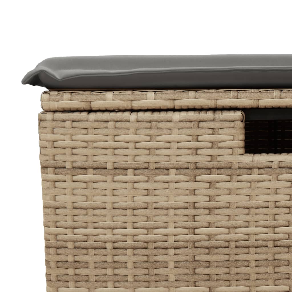 bézs polyrattan kerti szék párnával 55 x 55 x 37 cm