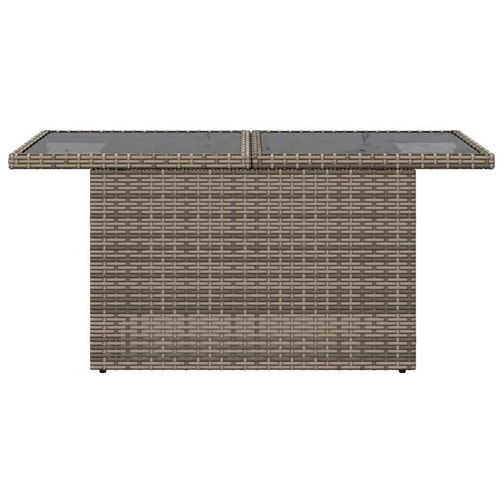 szürke polyrattan üveglapos kerti asztal 100x55x73 cm