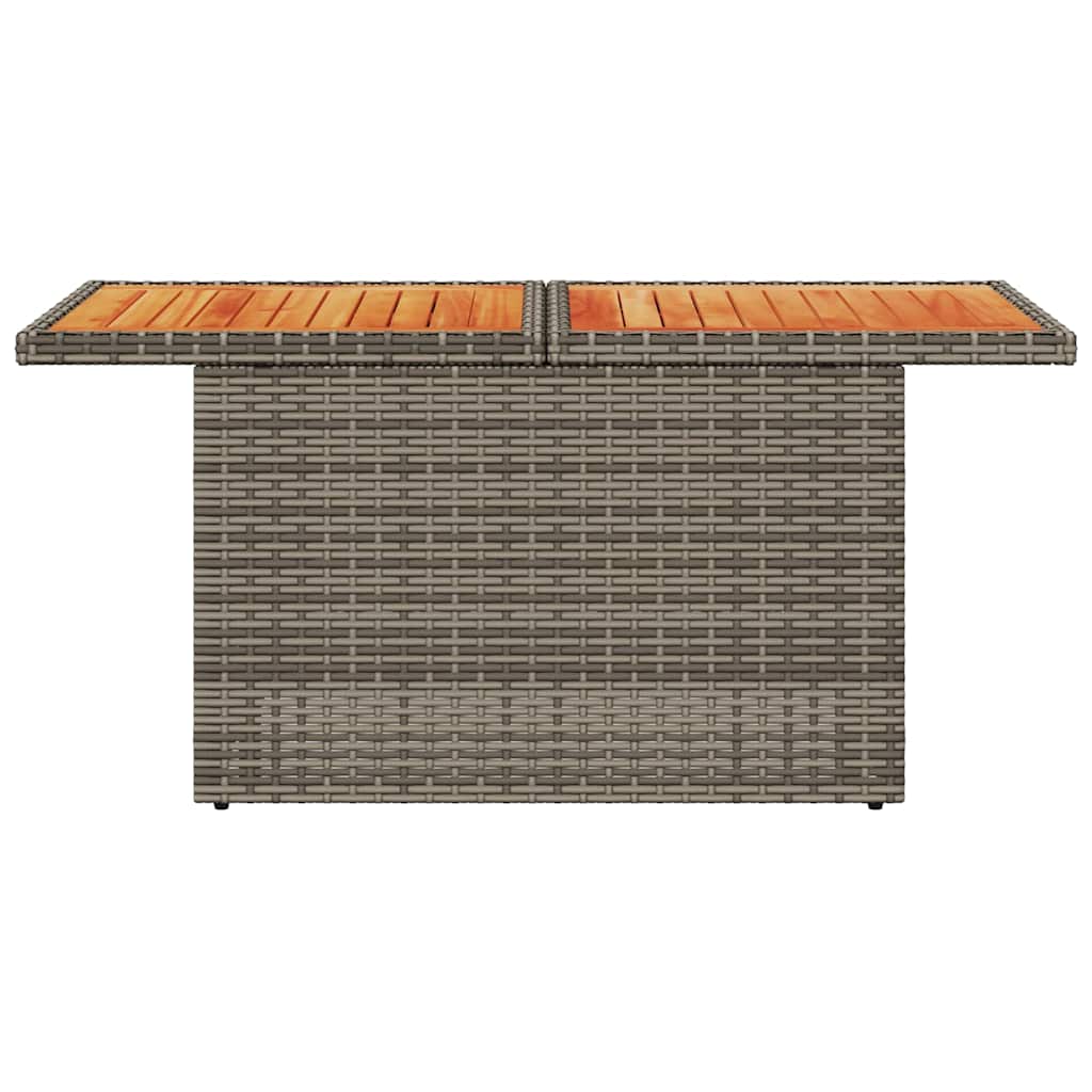 szürke polyrattan és akácfa kerti asztal 100 x 55 x 73 cm