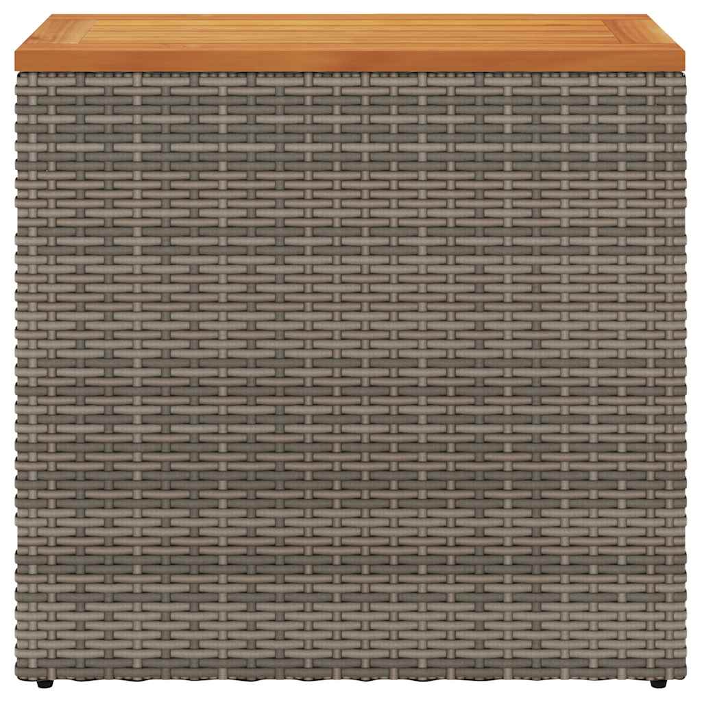 szürke polyrattan falapos kerti kisasztal 58 x 27,5 x 55 cm