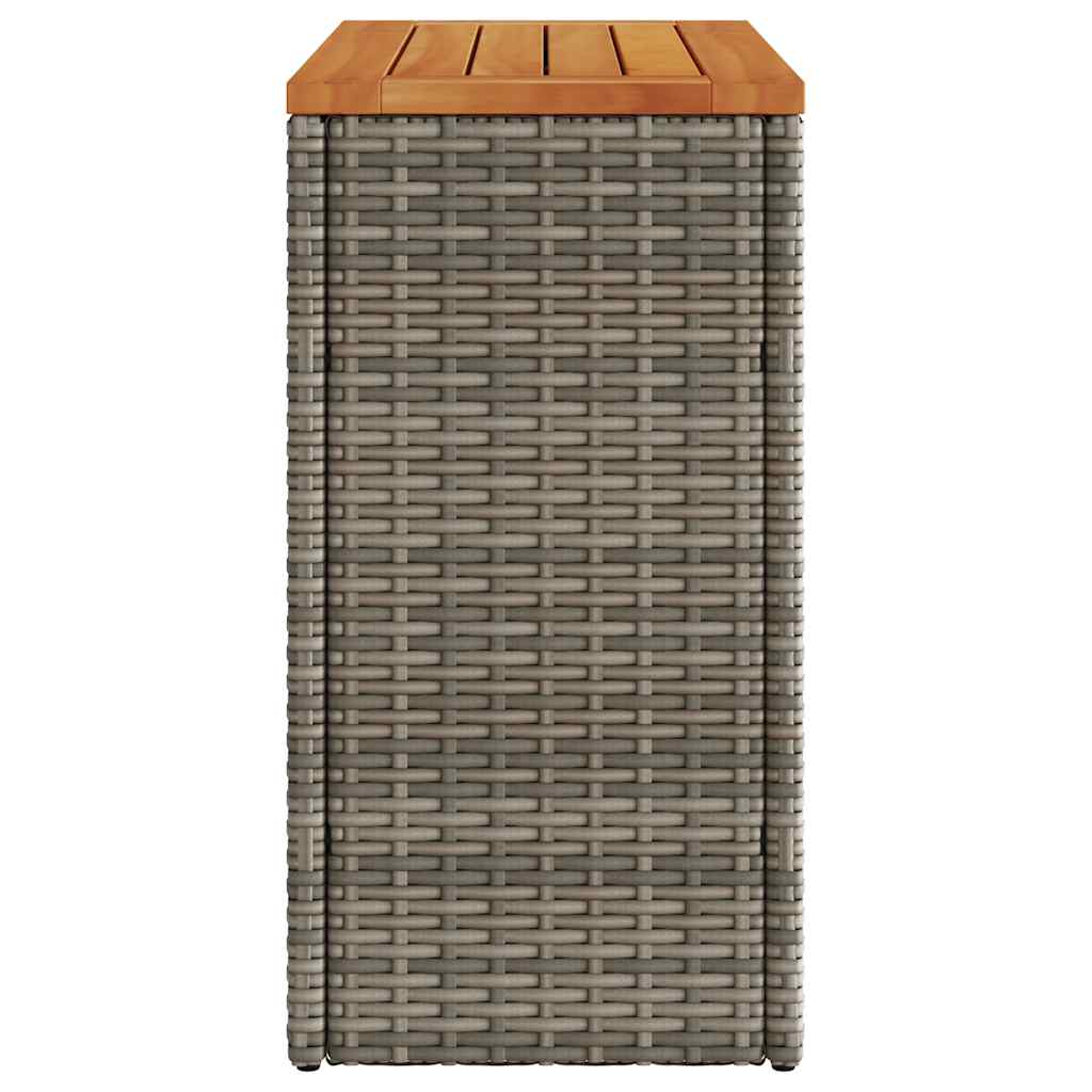 szürke polyrattan falapos kerti kisasztal 58 x 27,5 x 55 cm
