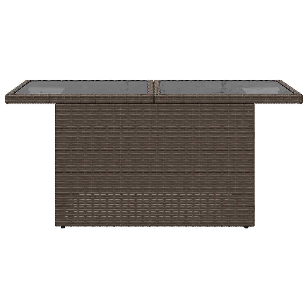 barna polyrattan üveglapos kerti asztal 100 x 55 x 73 cm