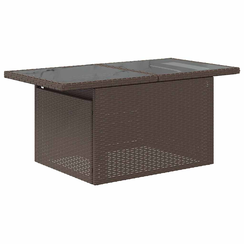 barna polyrattan üveglapos kerti asztal 100 x 55 x 73 cm
