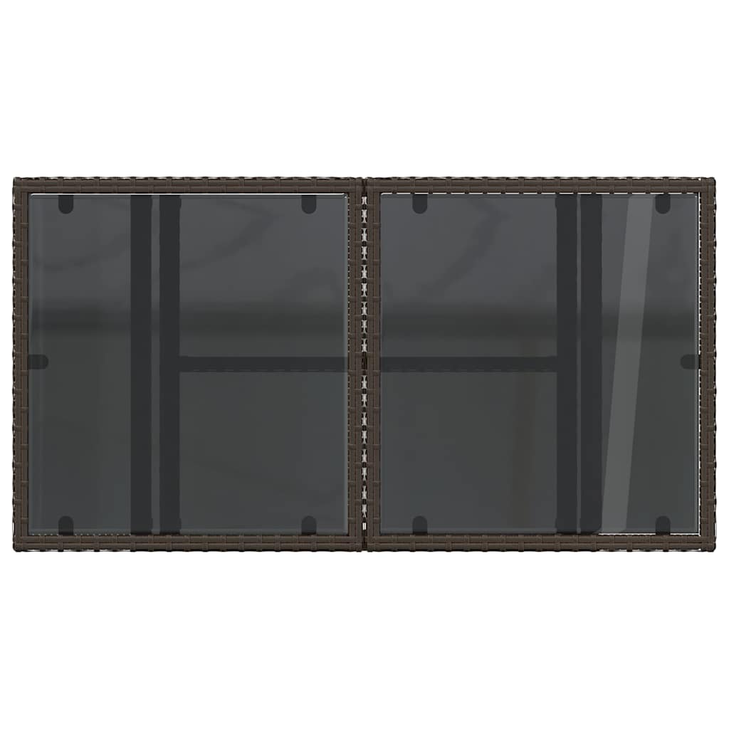 barna polyrattan üveglapos kerti asztal 100 x 55 x 73 cm