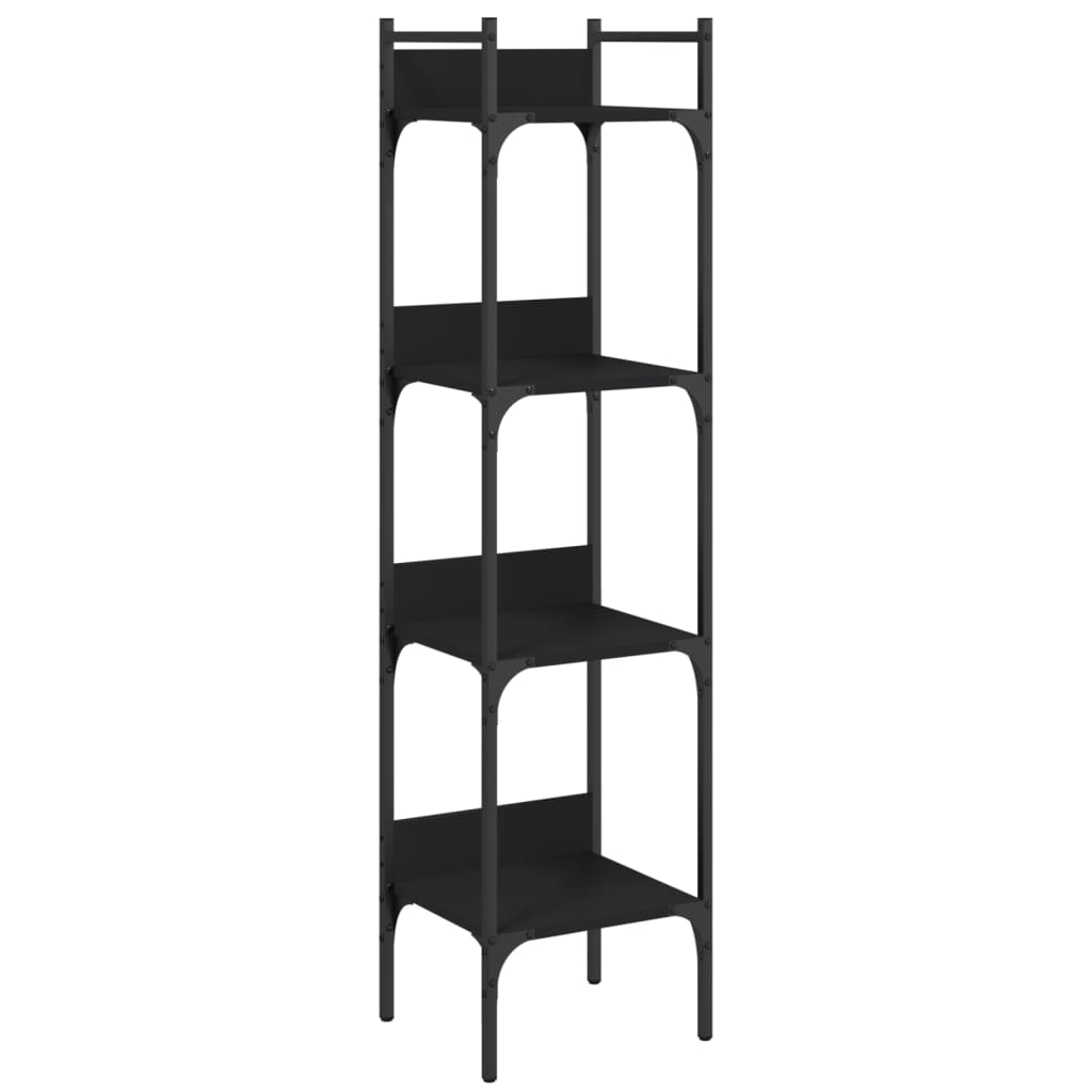 4 szintes fekete szerelt fa könyvespolc 35 x 30 x 138,5 cm