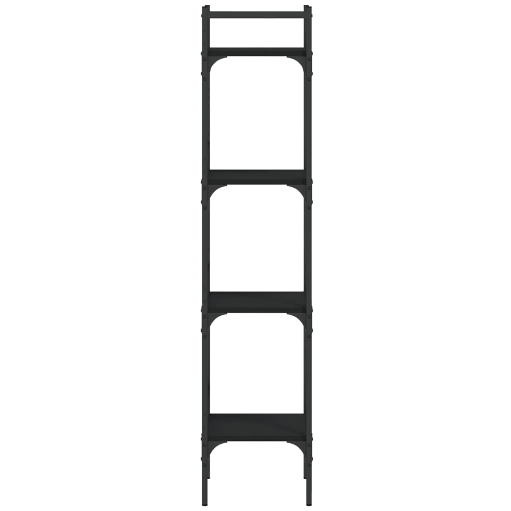 4 szintes fekete szerelt fa könyvespolc 35 x 30 x 138,5 cm