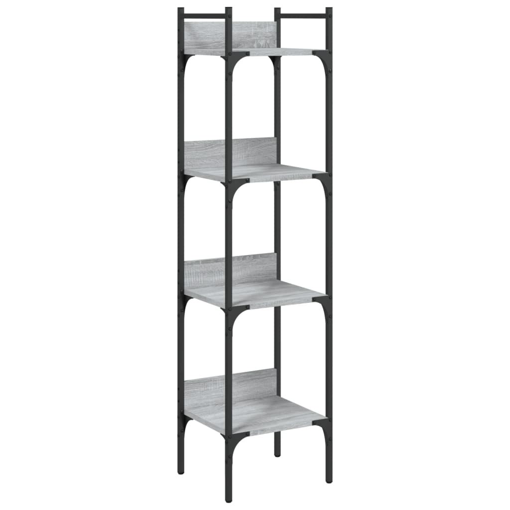 4 szintes szürke sonoma szerelt fa könyvespolc 35x30x138,5 cm