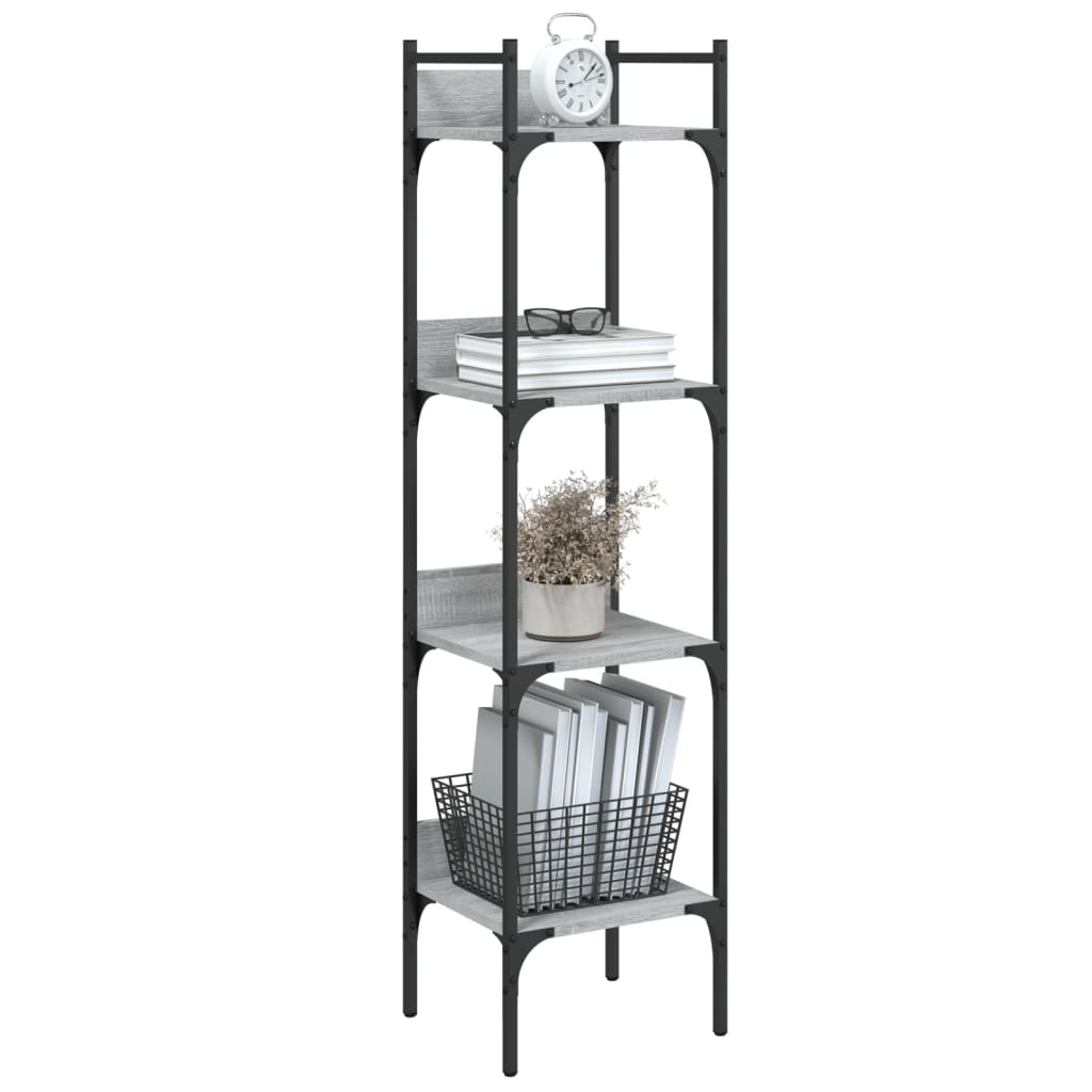 4 szintes szürke sonoma szerelt fa könyvespolc 35x30x138,5 cm