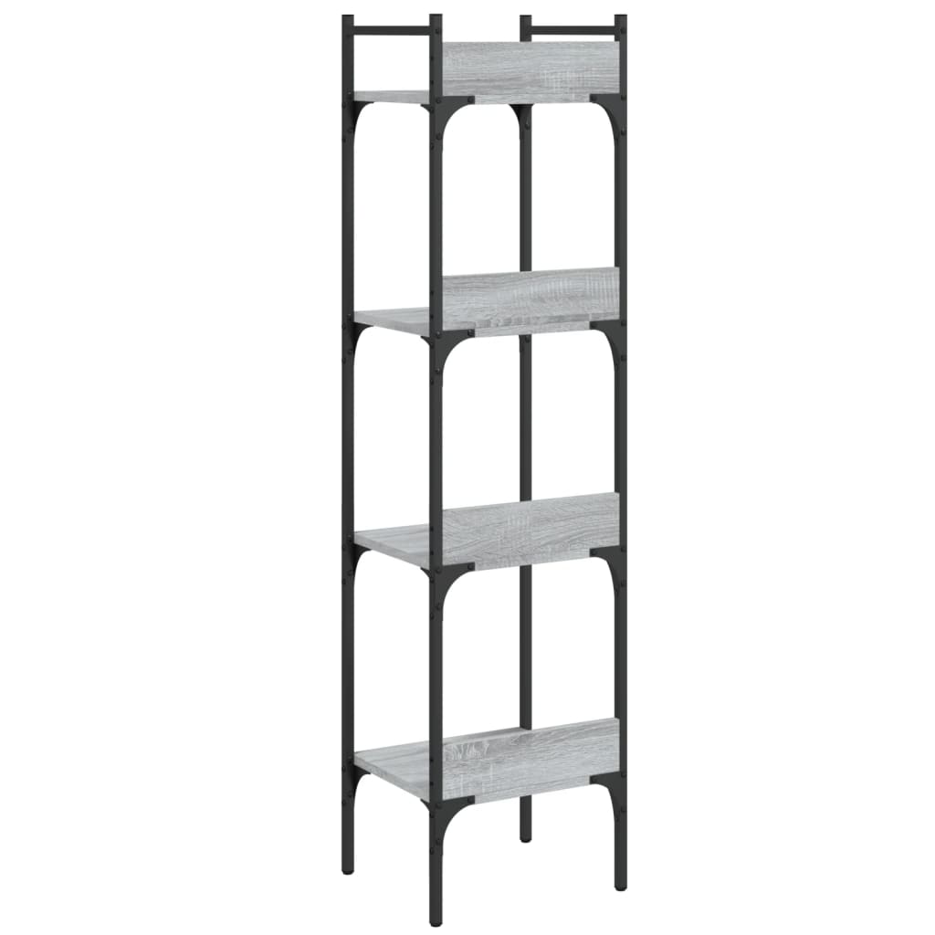 4 szintes szürke sonoma szerelt fa könyvespolc 35x30x138,5 cm
