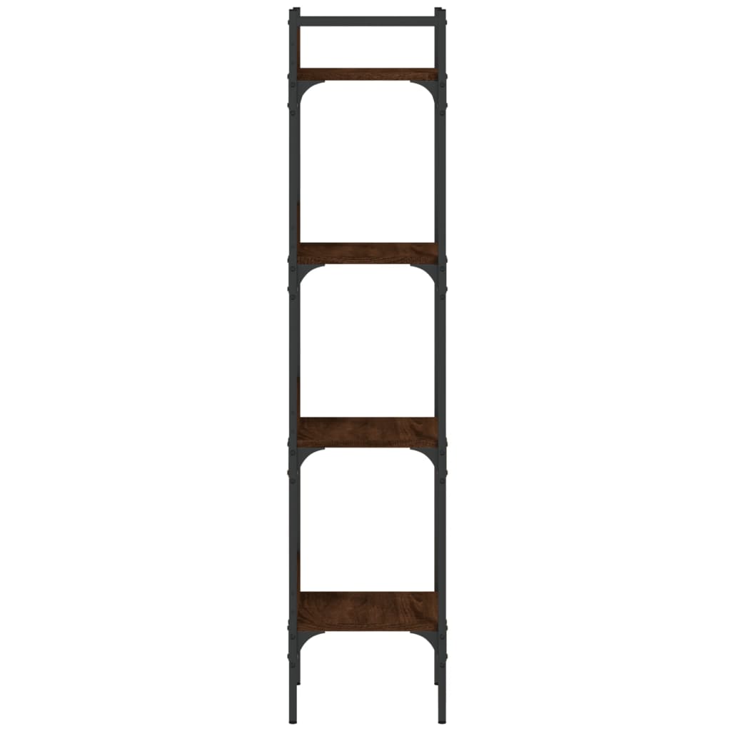 4 szintes barna tölgy szerelt fa könyvespolc 35 x 30 x 138,5 cm