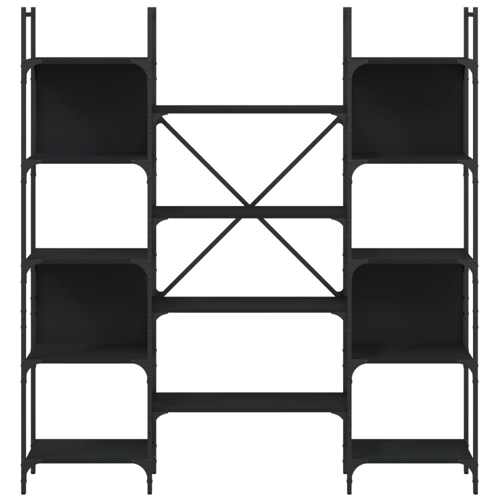 fekete szerelt fa könyvespolc 155,5 x 24 x 166,5 cm