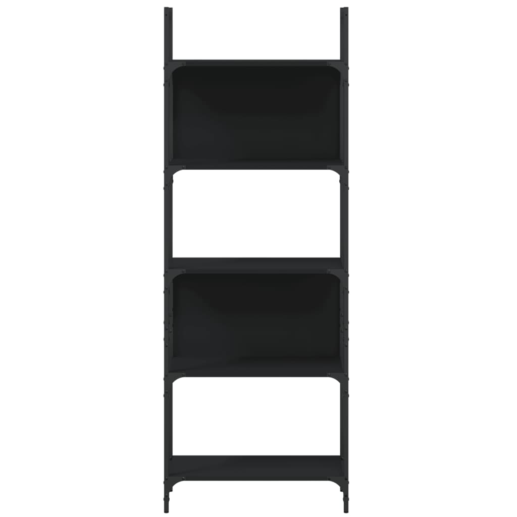 5 szintes fekete szerelt fa könyvespolc 60,5x24x166,5 cm