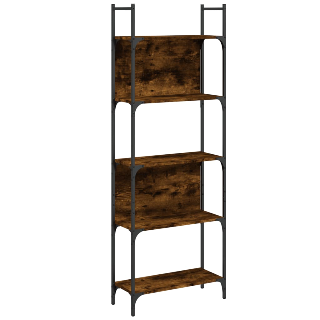 5 szintes füstös tölgy szerelt fa könyvespolc 60,5x24x166,5 cm