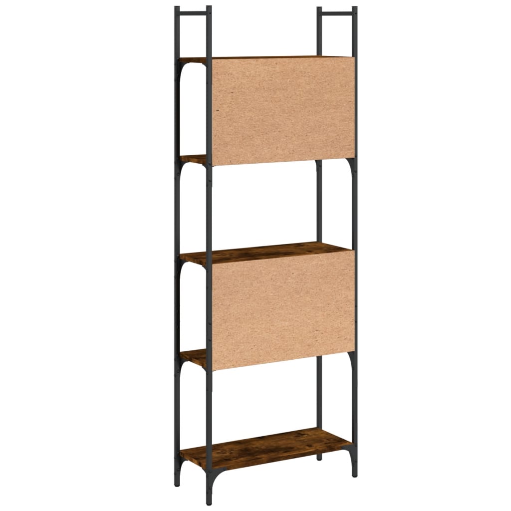 5 szintes füstös tölgy szerelt fa könyvespolc 60,5x24x166,5 cm