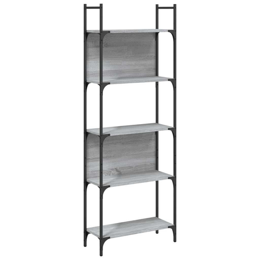 5 szintes szürke sonoma szerelt fa könyvespolc 60,5x24x166,5 cm