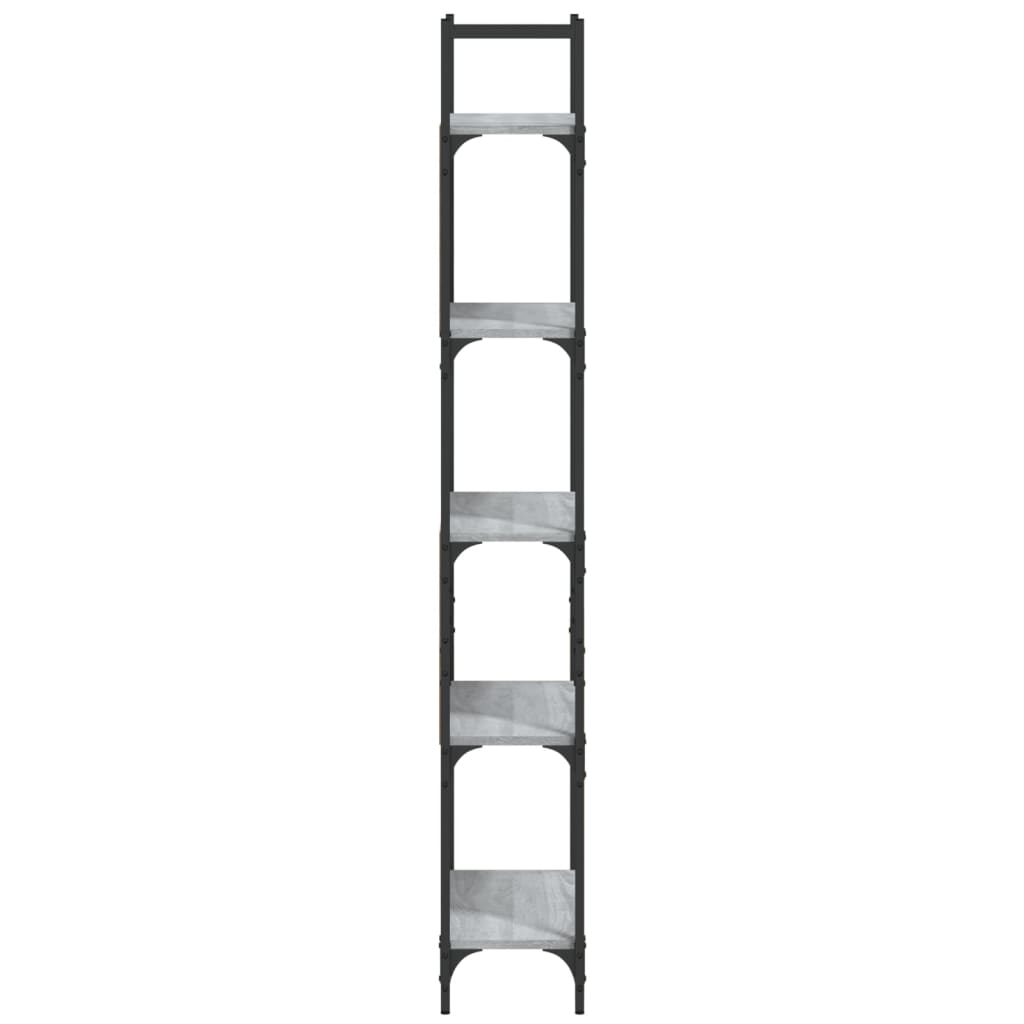 5 szintes szürke sonoma szerelt fa könyvespolc 60,5x24x166,5 cm
