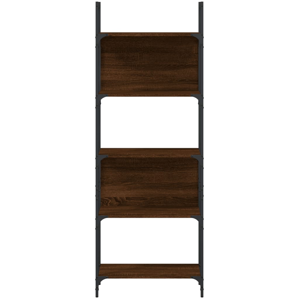 5-szintes barna tölgy szerelt fa könyvespolc 60,5x24x166,5 cm