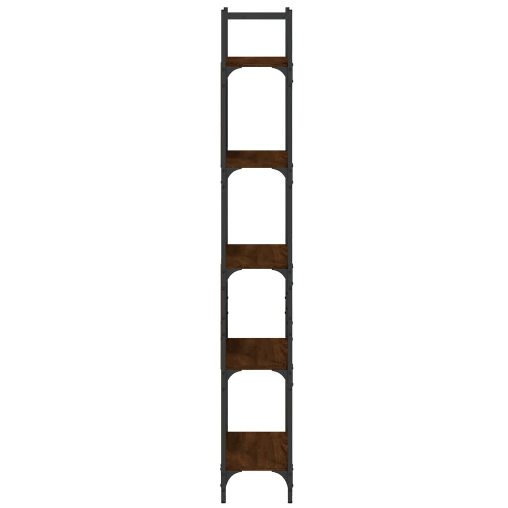 5-szintes barna tölgy szerelt fa könyvespolc 60,5x24x166,5 cm