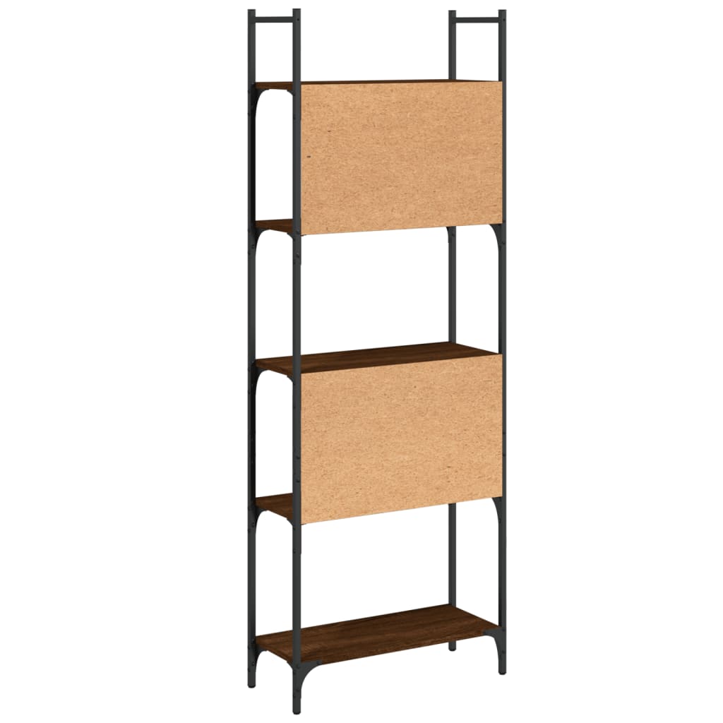 5-szintes barna tölgy szerelt fa könyvespolc 60,5x24x166,5 cm