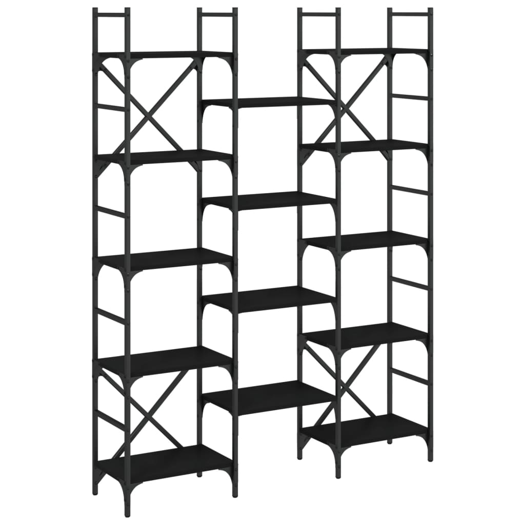 fekete szerelt fa könyvespolc 127,5x28,5x172,5 cm