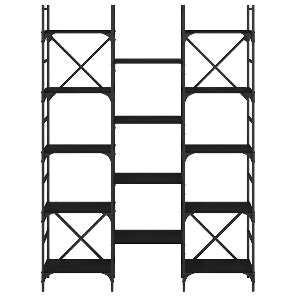 fekete szerelt fa könyvespolc 127,5x28,5x172,5 cm