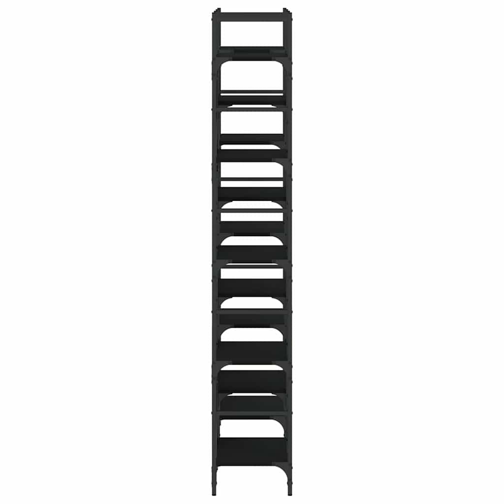 fekete szerelt fa könyvespolc 127,5x28,5x172,5 cm