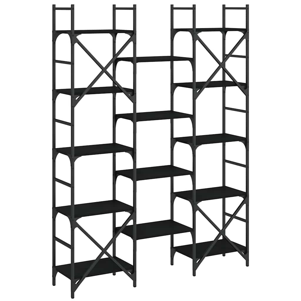 fekete szerelt fa könyvespolc 127,5x28,5x172,5 cm