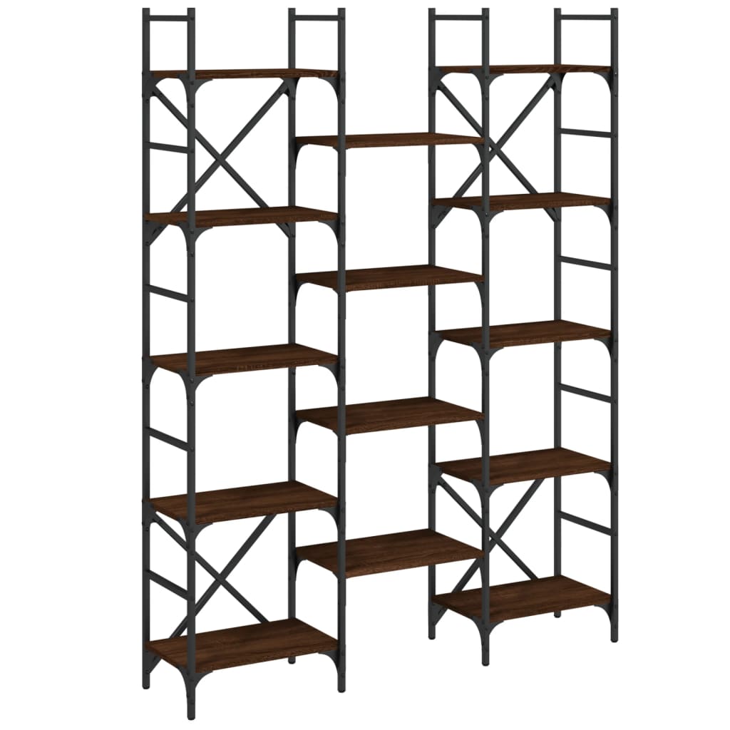 barna tölgyszínű szerelt fa könyvespolc 127,5x28,5x172,5 cm