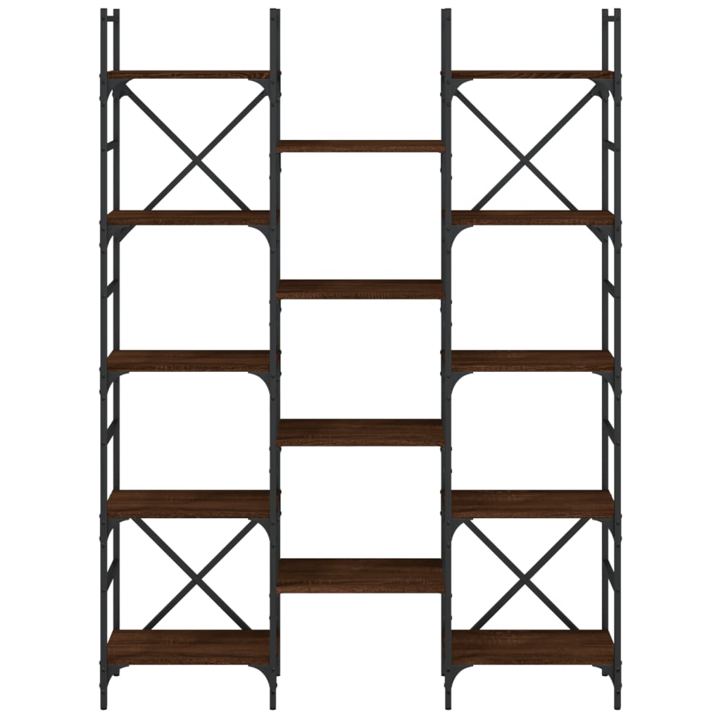 barna tölgyszínű szerelt fa könyvespolc 127,5x28,5x172,5 cm