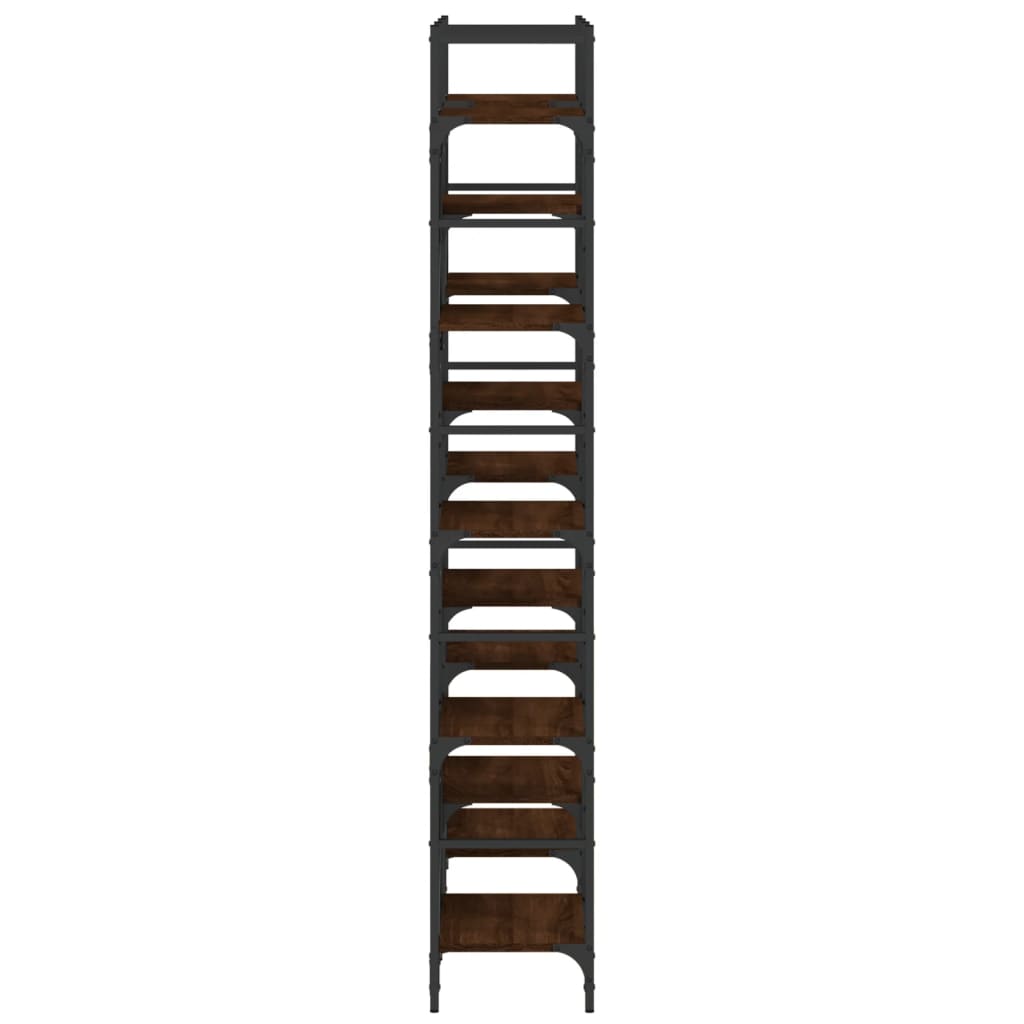 barna tölgyszínű szerelt fa könyvespolc 127,5x28,5x172,5 cm