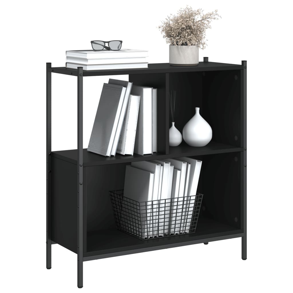 fekete szerelt fa könyvszekrény 72 x 28 x 77,5 cm
