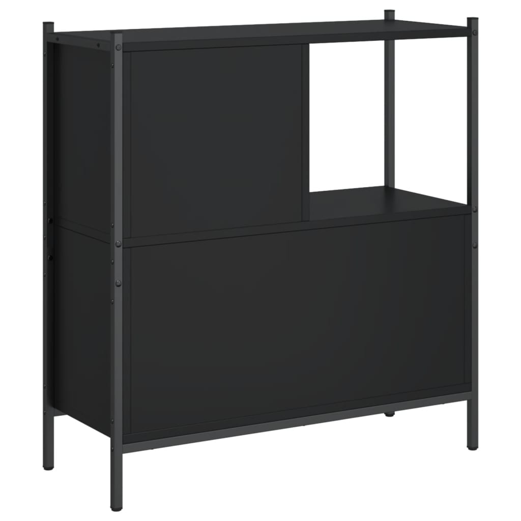 fekete szerelt fa könyvszekrény 72 x 28 x 77,5 cm