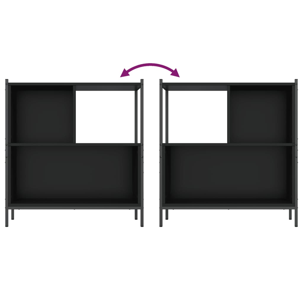 fekete szerelt fa könyvszekrény 72 x 28 x 77,5 cm