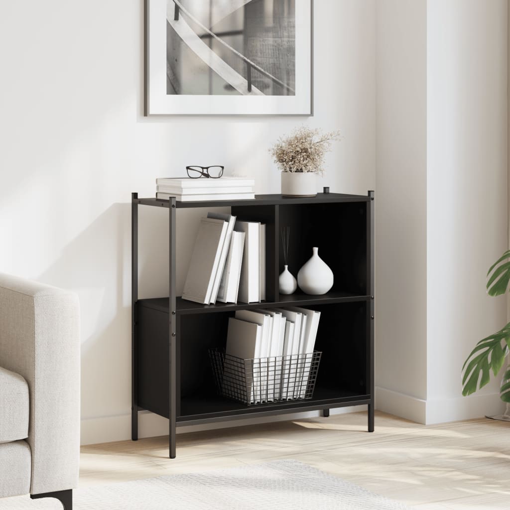 fekete szerelt fa könyvszekrény 72 x 28 x 77,5 cm