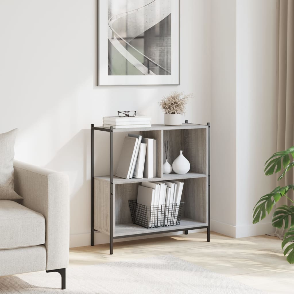 szürke sonoma színű szerelt fa könyvespolc 72 x 28 x 77,5 cm