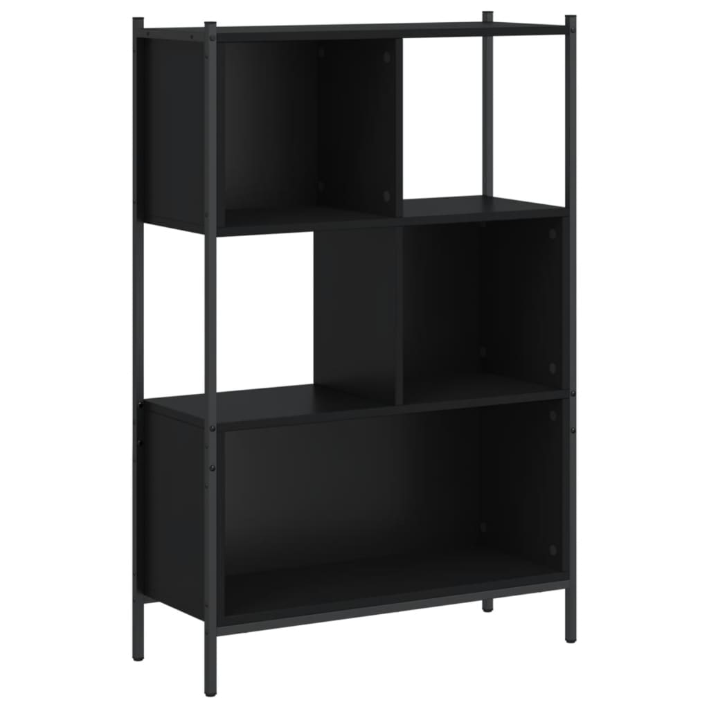 fekete szerelt fa könyvszekrény 72x28x109 cm