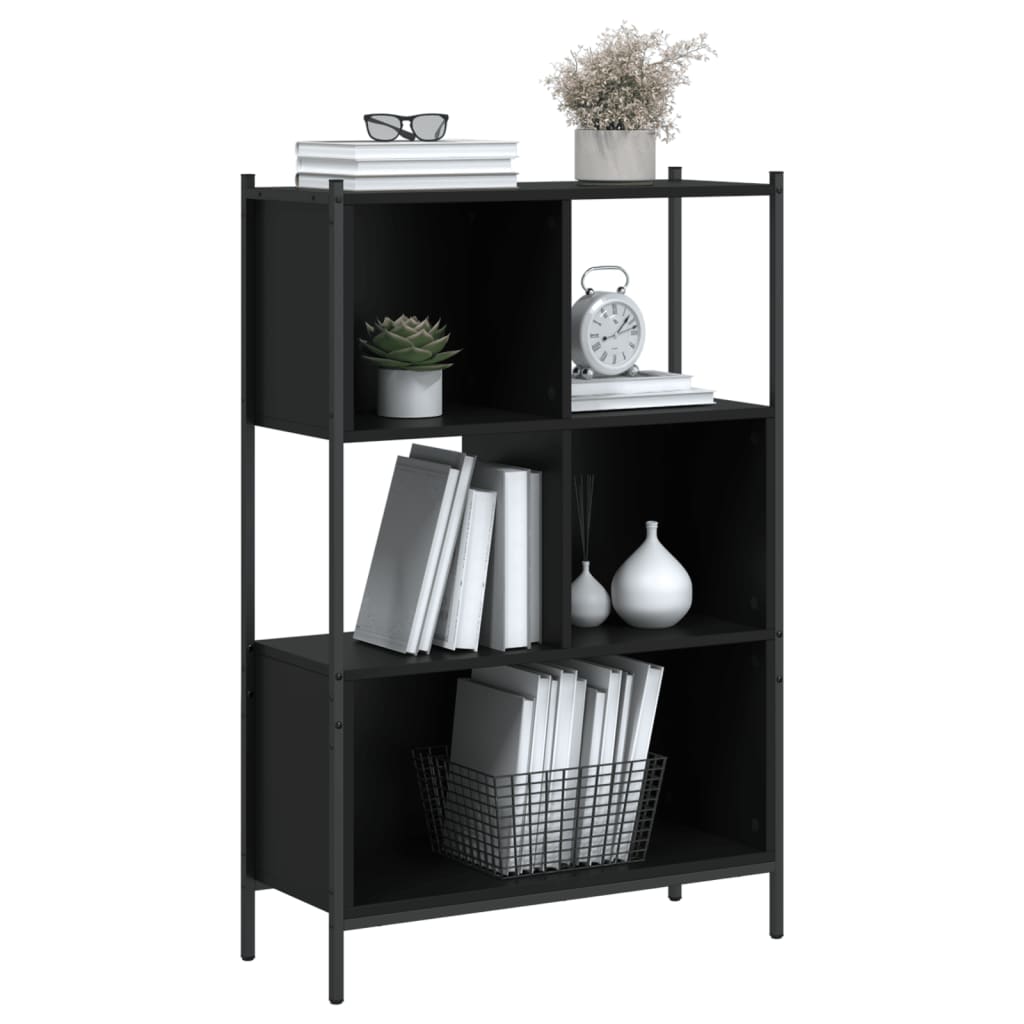 fekete szerelt fa könyvszekrény 72x28x109 cm