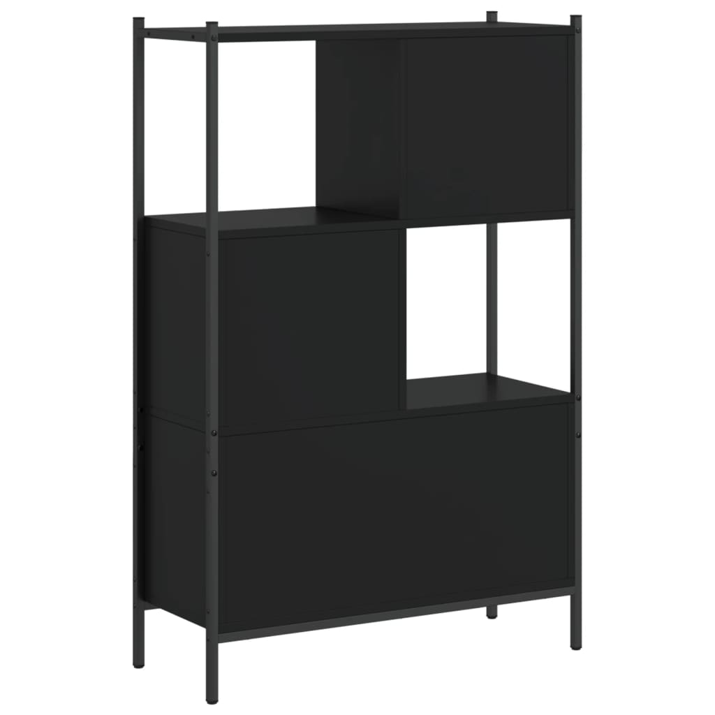 fekete szerelt fa könyvszekrény 72x28x109 cm
