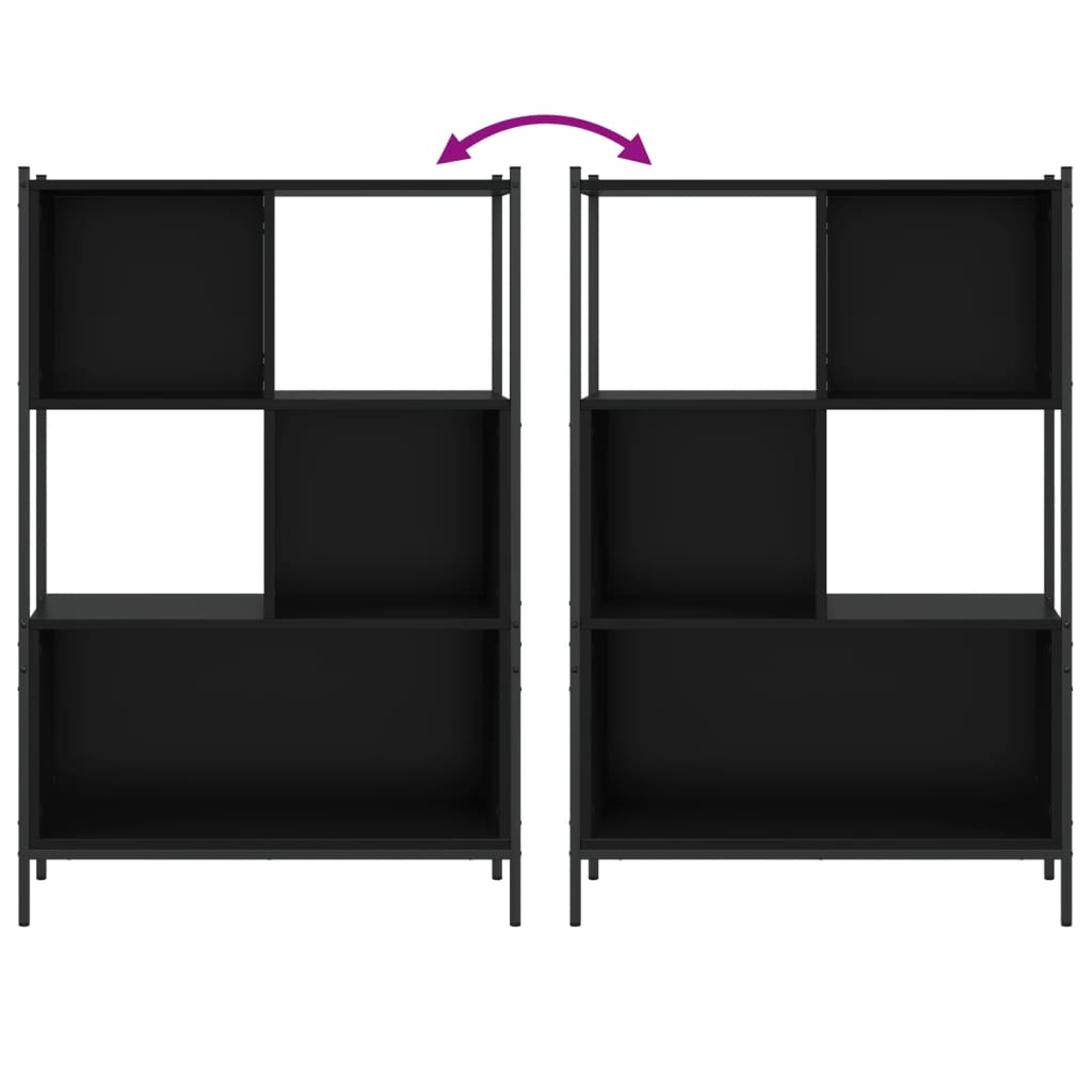 fekete szerelt fa könyvszekrény 72x28x109 cm