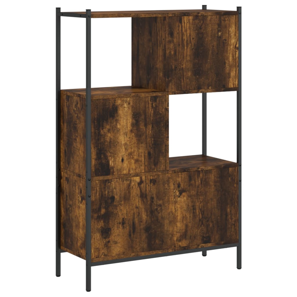 füstös tölgy színű szerelt fa könyvszekrény 72x28x109 cm