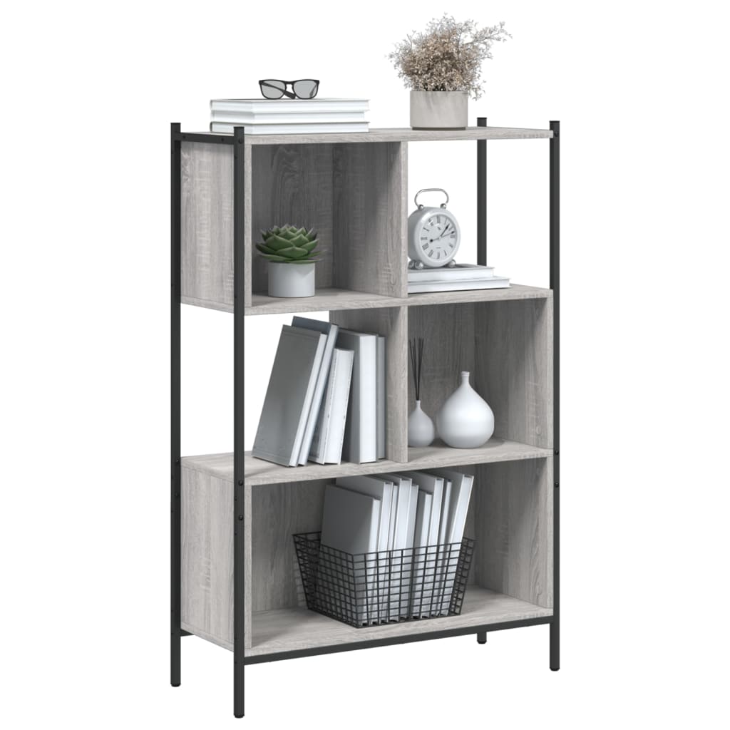 szürke sonoma színű szerelt fa könyvespolc 72x28x109 cm