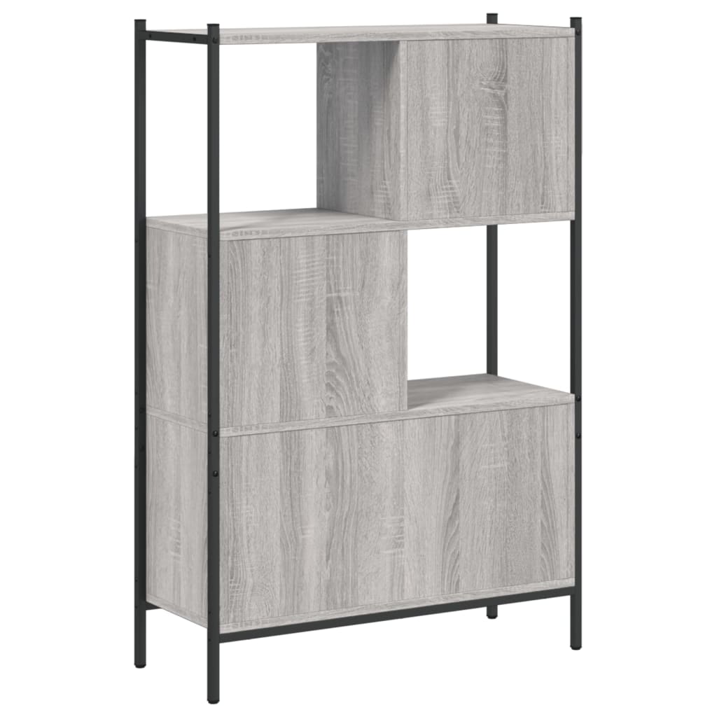 szürke sonoma színű szerelt fa könyvespolc 72x28x109 cm