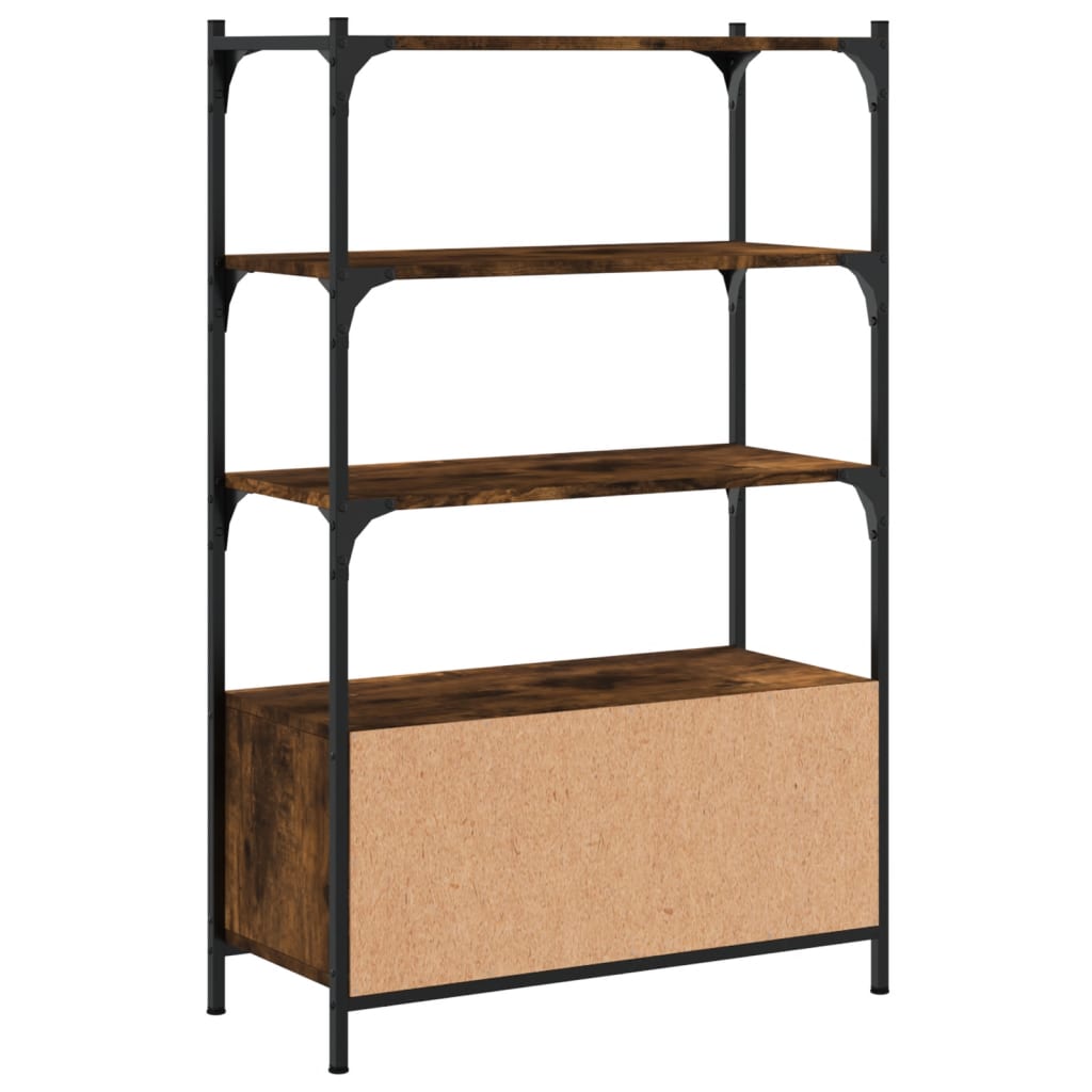 3 szintes füstös tölgy szerelt fa könyvespolc 70x30x109,5 cm