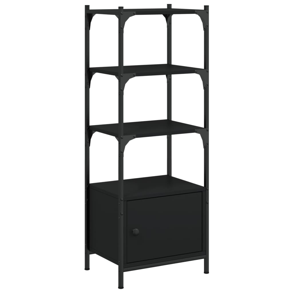 3 szintes fekete szerelt fa könyvespolc 41 x 30 x 109,5 cm
